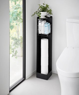 tower キャスター付きスリムトイレラック タワー ブラック ブラック
