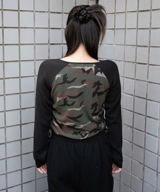 WEGO キーネックサイドドロストラグランロンT 柄1