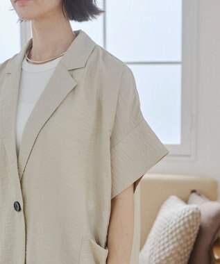 WEGO 【ANGIE VINTAGE】接触冷感半袖ジャケット ホワイトアイボリー