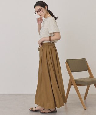 AMERICAN HOLIC 【マルチ機能】ラップ風セミフレアスカート Camel