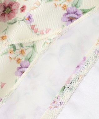 ANY KIDS 花柄×ドット柄 セパレート 水着 オフ花柄×ラベンダードット