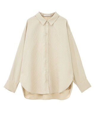 Green Parks シルキータッチストライプシャツ Ecru