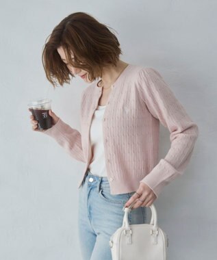 WEGO 【26年春新作】別注USPOLOケーブルニットカーデ ライトピンク