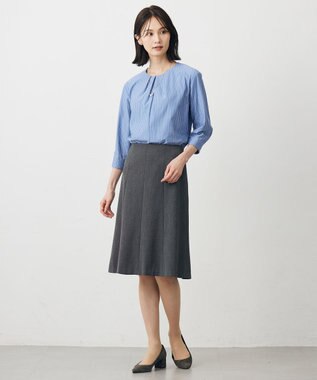 J.PRESS LADIES S T/Rアルガンシルク フレア スカート ライトグレー系