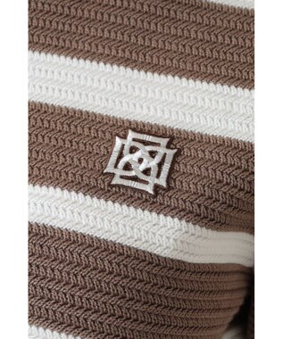 DAKS ボーダーショート丈ニットプルオーバー ベージュ