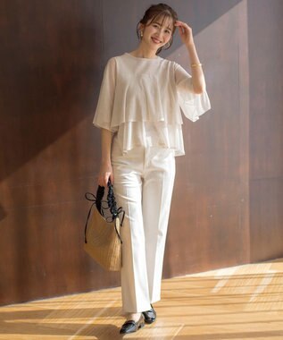 ANY SIS 【美Denimシリーズ】センタープレスセミフレア デニム オフ