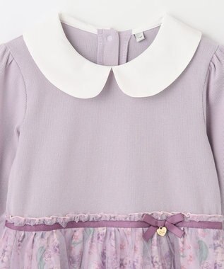 ANY KIDS 花柄ドッキングチュールワンピース ラベンダー系