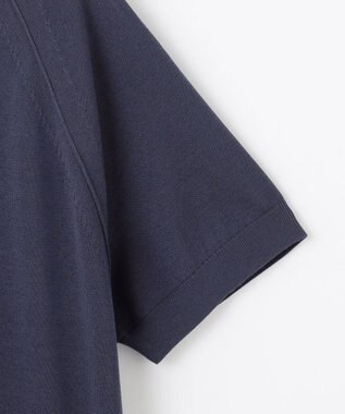自由区 L 【洗える】タフタコンビ半袖 ワンピース インディゴブルー×ブラック