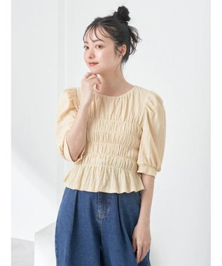 earth music&ecology ポコポコシャーリングトップス Yellow