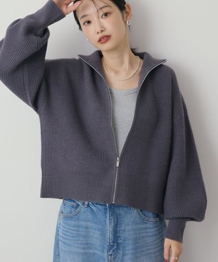 AMERICAN HOLIC ZIPハイネックカーディガン Charcoal Gray