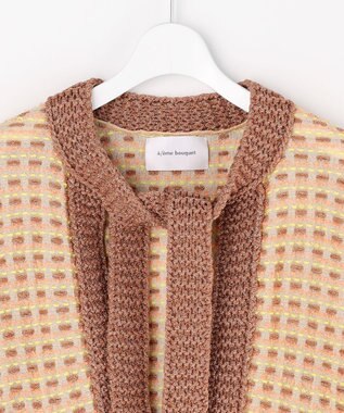 自由区 【カトリエムブーケ】Lame tweed ボウタイディテールジャケット オレンジ系