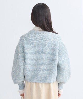 earth music&ecology スラブラメヤーンケーブルカーディガン Light Blue
