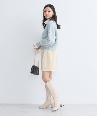 earth music&ecology スラブラメヤーンケーブルカーディガン Light Blue