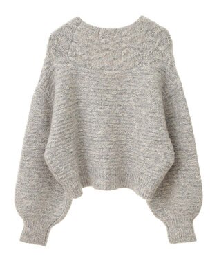 earth music&ecology スラブラメヤーンケーブルカーディガン Light Gray