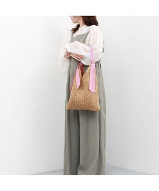 UNBILLION カシュカシュ cachecache / 下がりグログラン柄編みトートバッグ ピンク