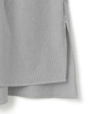 UNFILO ギャザーオーバーブラウス モノトーンストライプ