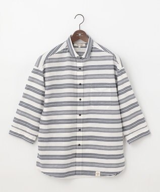 JOSEPH ABBOUD MOUNTAIN 【SPACE／UNISEX】七分袖 ランダムボーダー シャツ ホワイト系2