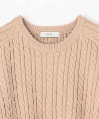 ANY L 【洗濯機可】クロップド丈ケーブルニット ベージュ