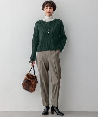 23区 S 【洗える】ドライ2WAYストレッチ チェック テーパードパンツ ダークブラウン系