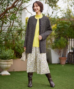 自由区 MANTECOツイード コクーンシルエットコート ベージュ系8