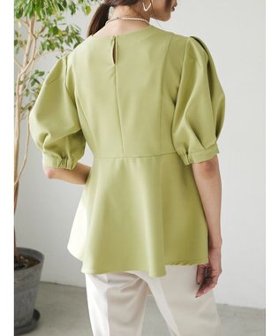 Green Parks AnriettMusee パフスリーブペプラムブラウス Lime Green