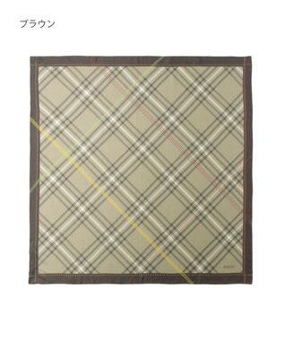 MOONBAT MACKINTOSH PHILOSOPHY(マッキントッシュ フィロソフィー）シルクスカーフ チェック 88×88㎝ 日本製 ブラウン