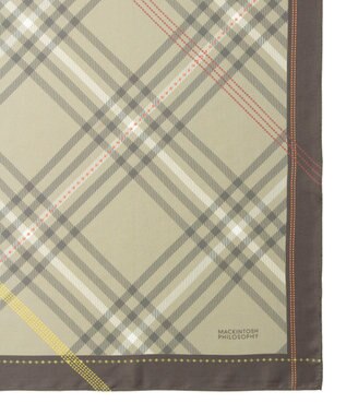 MOONBAT MACKINTOSH PHILOSOPHY(マッキントッシュ フィロソフィー）シルクスカーフ チェック 88×88㎝ 日本製 ブラウン