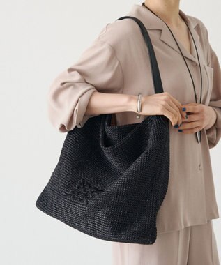 russet ナイロンラフィアワンショルダーバッグ《かごバッグ》(CE-1714) Black
