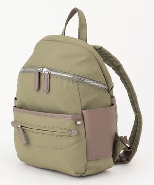 Y'SACCS 【ナイロンタフタ×リサイクルレザー】デイリーミニリュック カーキ
