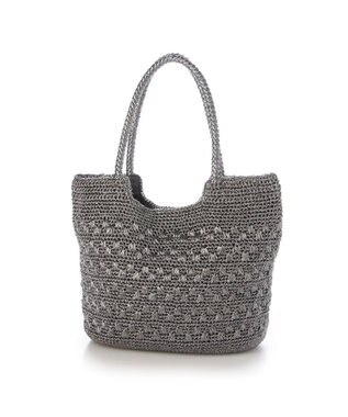 UNBILLION カシュカシュ cachecache / メタリックコード柄編みトートバッグ ダークシルバー