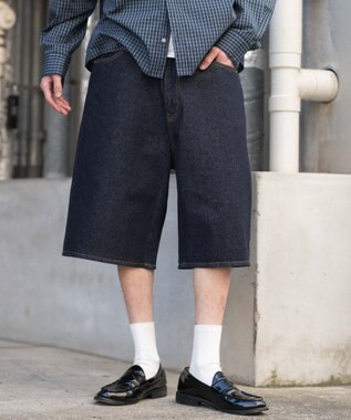 WEGO 【ユニセックス着用ITEM/SMLサイズ展開】スーパーバギーデニムショーツ