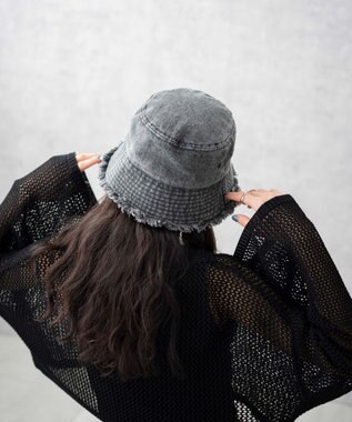 WEGO 【ユニセックス着用ITEM】デニムフリンジバケットハット ブラック