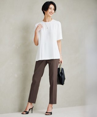 ICB 【UVカット・接触冷感・防シワ・洗える】エステルダブルクロス タックデザインプルオーバー オフホワイト系