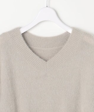 ANY SIS 【2SET】フェザー ニット × フロッキー スカート ライトグレー×ブラック