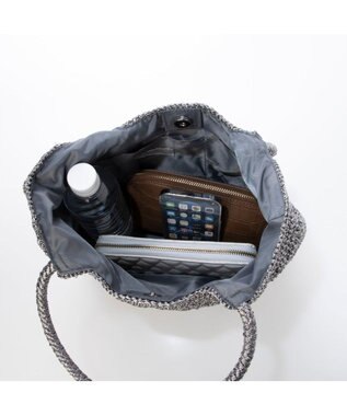 UNBILLION カシュカシュ cachecache / メタリックコード柄編みトートバッグ ダークシルバー