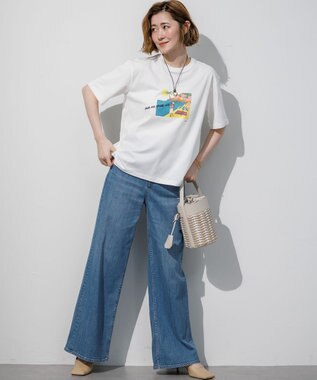 23区 L Lauren Rolwing コラボ グラフィックプリント Tシャツ オフ×ビーチ