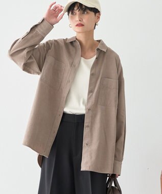 AMERICAN HOLIC Ｗポケットコーデュロイシャツ Gray Beige