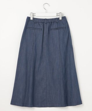 J.PRESS LADIES 【洗える】セルロースシャンブレー フレアー スカート ブルー系