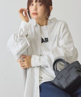 AMERICAN HOLIC 【イージーケア】バックギャザーリボンシャツ White