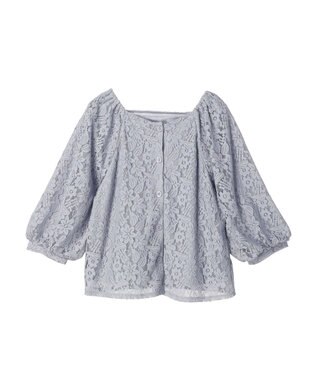 earth music&ecology フラワーレースブラウス Light Gray