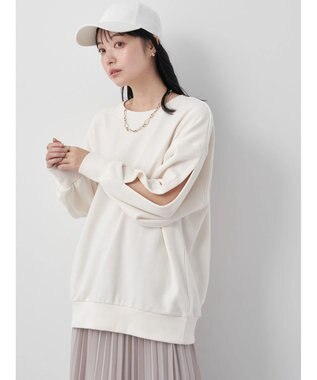 earth music&ecology 袖スリットスウェット Ivory