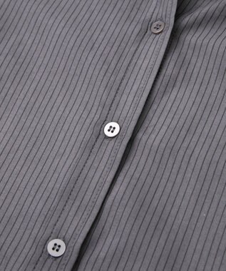 Green Parks シルキータッチストライプシャツ Charcoal Gray