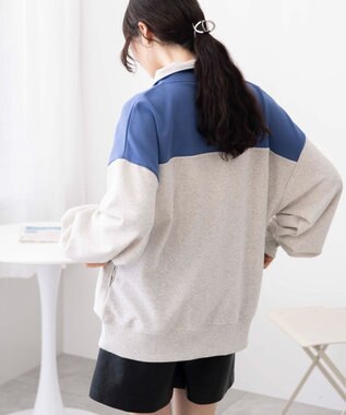 WEGO ハーフジップ切り替えBIBPO 杢グレー