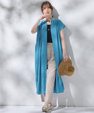 ANY スパンボイル撥水ワンピース ブルー