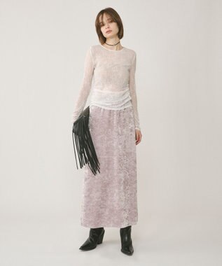 GRACE CONTINENTAL クラッシュベロアロングスカート ベージュ