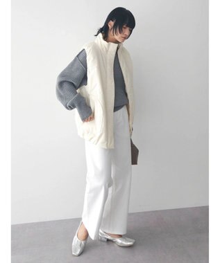 Green Parks 洗える　アゼ編みニットプルオーバー Gray Mixture