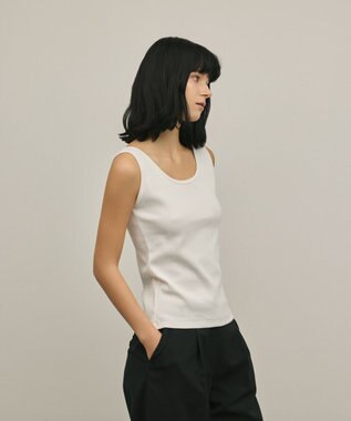 GRACE CONTINENTAL テレコノースリーブトップ ホワイト