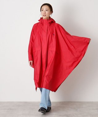 MOONBAT POLO RALPH LAUREN(ポロ ラルフローレン) ポロポニー ポケッタブル レインポンチョ レインコート 無地 フード 収納袋 ロゴ入 レディース レッド