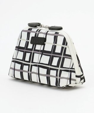 Y'SACCS 総柄プリントハーフムーンポーチ ブラック