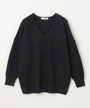 ANY 【洗濯機可】Ｖネックラメガーターニット ブラック